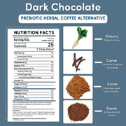 Teeccino Dark Chocolate Prebiotic SuperBoost Herbal Coffee Herbal Coffee White Smoke Trial Size