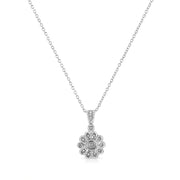 Bids.com .925 Sterling Silver Diamond Accent Sunburst Milgrain 18" Pendant Necklace (I-J Color, I1-I2 Clarity) Necklaces White Smoke White.Sterling Silver / 18