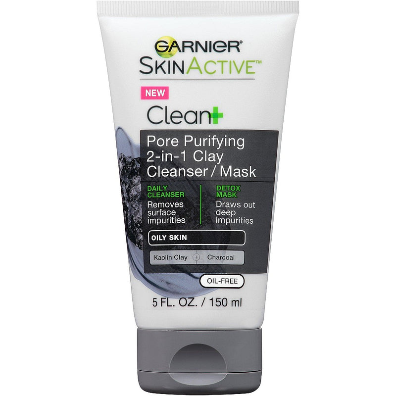 Garnier Garnier Skinactive Clean+ Pore Purifying 2-in-1 Clay Cleanser/mask 5oz Skin Care White Smoke