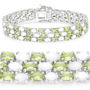 Bids.com 19.73 Carat Genuine Opal and Peridot .925 Sterling Silver Bracelet Bracelets White Smoke size 7.50,size 6.50,size 7.00,size 7.25,size 7.75