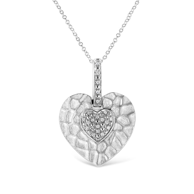 Bids.com .925 Sterling Silver Pave-Set Diamond Accent Heart Shape 18" Pendant Necklace (I-J Color, I1-I2 Clarity) Necklaces White Smoke White.Sterling Silver / 18