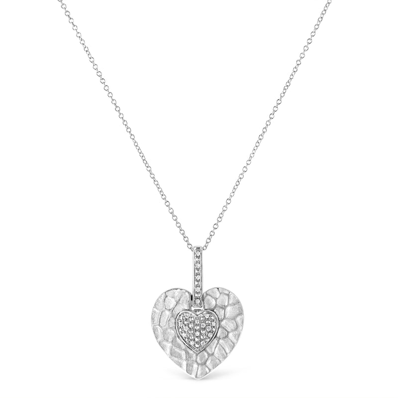 Bids.com .925 Sterling Silver Pave-Set Diamond Accent Heart Shape 18" Pendant Necklace (I-J Color, I1-I2 Clarity) Necklaces White Smoke White.Sterling Silver / 18