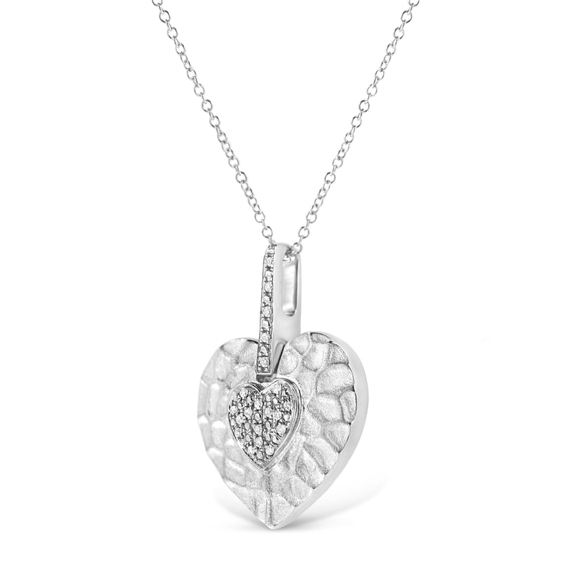 Bids.com .925 Sterling Silver Pave-Set Diamond Accent Heart Shape 18" Pendant Necklace (I-J Color, I1-I2 Clarity) Necklaces White Smoke White.Sterling Silver / 18