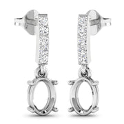 Bids.com 0.14 Carat Genuine White Diamond 14K White Gold Semi Mount Earrings - holds 7x5mm Oval Gemstones Earrings White Smoke