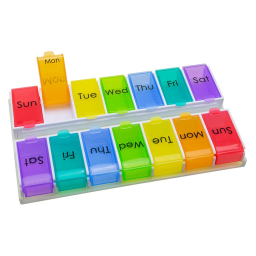Ezy Dose Ezy Dose® Weekly 14-Day Pill Organizer – Pop-Out Rainbow Compartments Health Care White Smoke