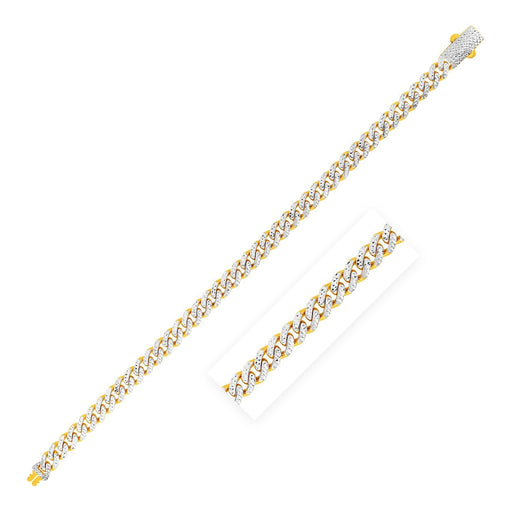 Bids.com 14k Yellow Gold White Pave High Polish Modern Lite Miami Cuban Bracelet (6.5mm) Bracelets White Smoke 8.25 / Two-Tone Gold