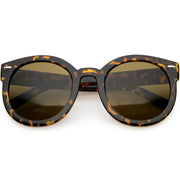 zeroUV Womens Designer Round Oversize Retro Fashion Sunglasses 8623 Sunglasses White Smoke Tortoise  Brown