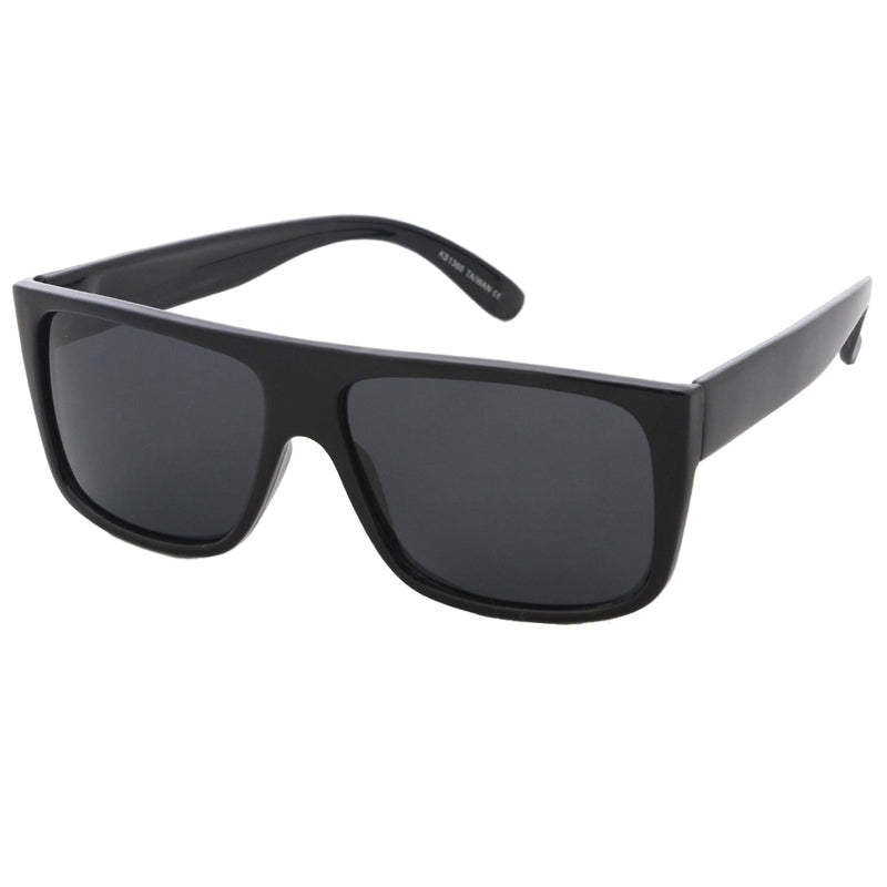 zeroUV Mens Retro Super Flat Top Aviator Square Sunglasses 8685 Sunglasses White Smoke Black / Smoke Polarized