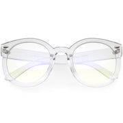 zeroUV Womens Designer Round Oversize Retro Fashion Sunglasses 8623 Sunglasses White Smoke Clear / Clear