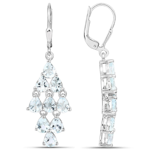 Bids.com 3.96 Carat Genuine Aquamarine .925 Sterling Silver Earrings Earrings White Smoke