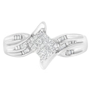 Bids.com 10K White Gold 1/3 Cttw Princess and Baguette Cut Diamond Bypass Style Cocktail Ring (I-J Color, I1-I2 Clarity) - Size 4 Rings White Smoke 7 / White.Gold,9 / White.Gold,8 / White.Gold,6 / White.Gold,5 / White.Gold,4 / White.Gold