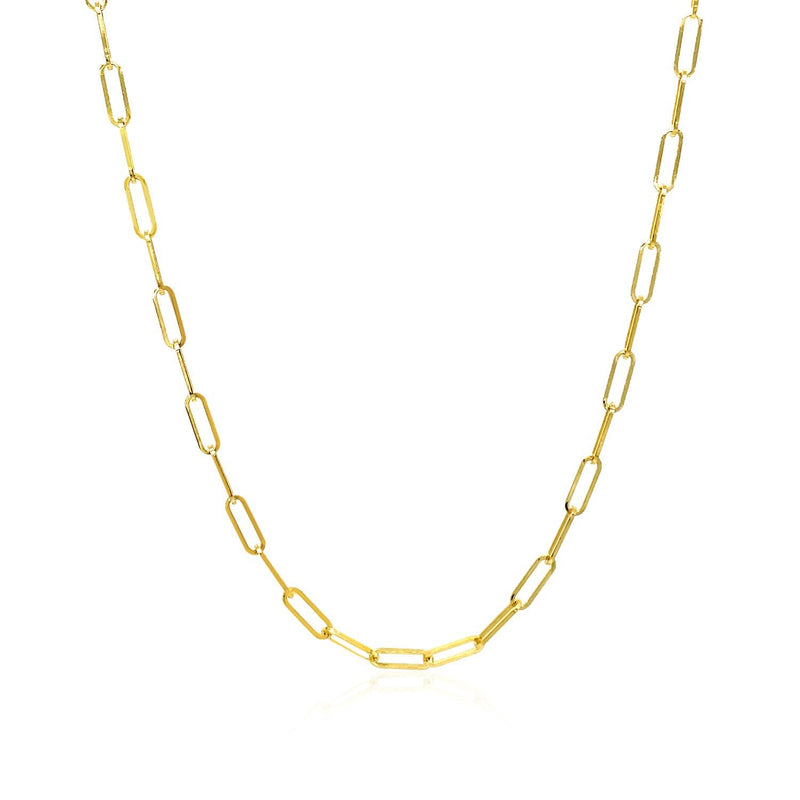 Bids.com 14K Yellow Gold Delicate Paperclip Chain (2.1mm) Necklaces White Smoke 16 / Yellow Gold,18 / Yellow Gold,20 / Yellow Gold,24 / Yellow Gold