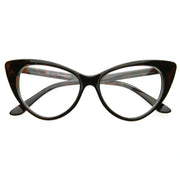 zeroUV 1950's Vintage Mod Fashion Cat Eye Clear Lens Glasses Glasses White Smoke Tortoise