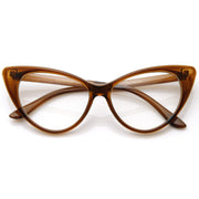 zeroUV 1950's Vintage Mod Fashion Cat Eye Clear Lens Glasses Glasses White Smoke Brown