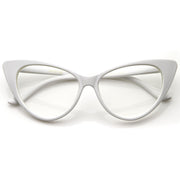 zeroUV 1950's Vintage Mod Fashion Cat Eye Clear Lens Glasses Glasses White Smoke White