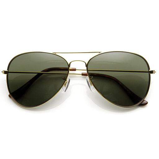 zeroUV Original Classic Metal Military Aviator Sunglasses Sunglasses White Smoke Gold Green