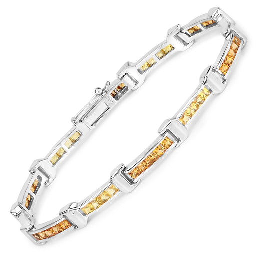 Bids.com 6.48 Carat Genuine Multi Sapphire .925 Sterling Silver Bracelet Bracelets White Smoke size 7.50