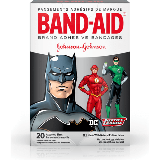 Band Aid Brand Band Aid Brand BAND-AID Adhesive Bandages, DC Comics Justice League, Assorted Sizes First Aid White Smoke