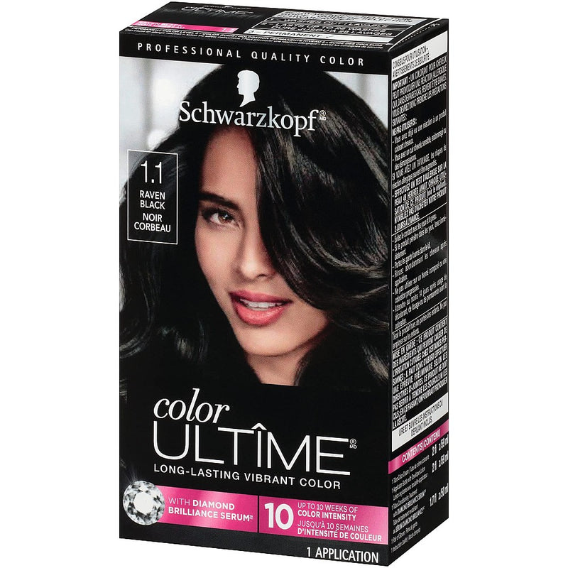 Schwarzkopf Schwarzkopf Ultime Permanent Hair Color Cream, 1.1 Raven Black Hair Color Black