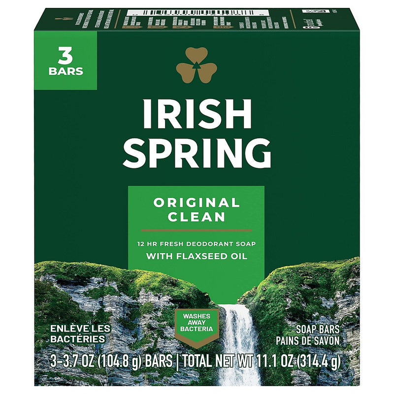 Irish Spring Irish Spring Original Clean Deodorant Bar Soap For Men, 3.7 Oz, 3 Pack Bar Soap Dark Green