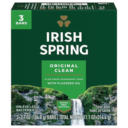 Irish Spring Irish Spring Original Clean Deodorant Bar Soap For Men, 3.7 Oz, 3 Pack Bar Soap Dark Green