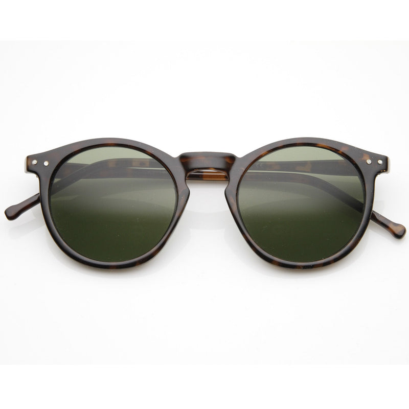 zeroUV 1920's P3 Dapper Vintage Inspired Round Sunglasses Sunglasses White Smoke Dark Tortoise Green