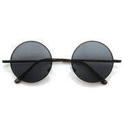 zeroUV Retro Hippie Metal Lennon Round Color Lens Sunglasses Sunglasses White Smoke Black Smoke