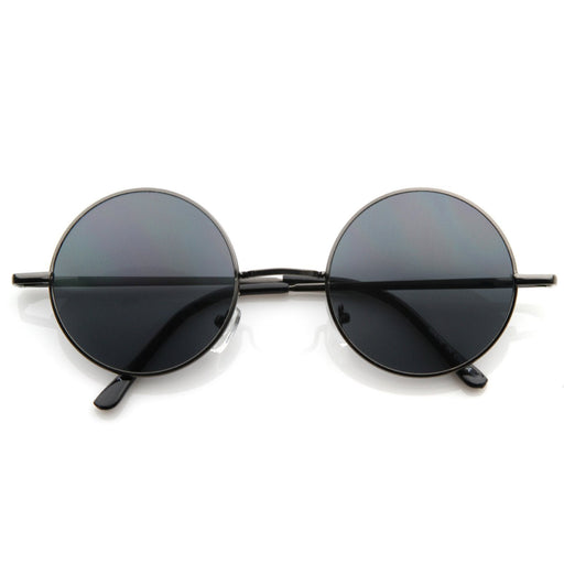 zeroUV Retro Hippie Metal Lennon Round Color Lens Sunglasses Sunglasses White Smoke Silver Purple,Silver Blue,Silver Red,Silver Pink,Black Smoke,Gold Brown,Gunmetal Smoke