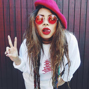 zeroUV Retro Hippie Metal Lennon Round Color Lens Sunglasses Sunglasses Dark Slate Gray Silver Purple,Silver Blue,Silver Red,Silver Pink,Black Smoke,Gold Brown,Gunmetal Smoke