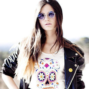 zeroUV Retro Hippie Metal Lennon Round Color Lens Sunglasses Sunglasses White Smoke Silver Purple,Silver Blue,Silver Red,Silver Pink,Black Smoke,Gold Brown,Gunmetal Smoke
