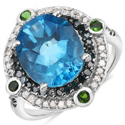 Bids.com 5.84 Carat Genuine Multi Stones .925 Sterling Silver Ring Rings White Smoke size 6.00,size 7.00,size 8.00,size 9.00,size 5.00