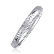Bids.com Classic Floral Carved Bangle in 14k White Gold (6.0mm) Bracelets White Smoke 7 / White Gold,8 / White Gold