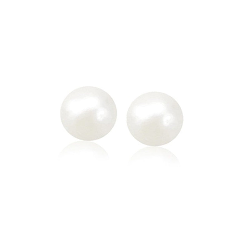 Bids.com 14k Yellow Gold Freshwater Cultured White Pearl Stud Earrings (8.0 mm) Earrings White Smoke Yellow Gold