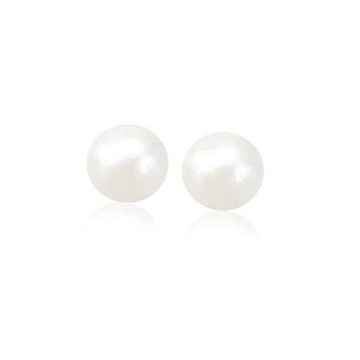Bids.com 14k Yellow Gold Freshwater Cultured White Pearl Stud Earrings (8.0 mm) Earrings White Smoke Yellow Gold
