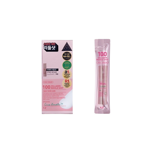 AsiaBeautyMall VT Collagen Reedle Shot 100 Stick Pouch Serum Black