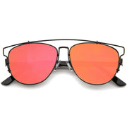 zeroUV Modern Metal Crossbar Mirrored Lens Flat Front Sunglasses A145 Sunglasses White Smoke Black Red Mirror