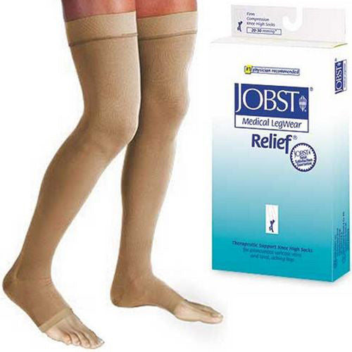Jobst Jobst Relief Thigh High W/ Silicone Band, Open Toe 20-30 mmHg Beige Health & Beauty White Smoke