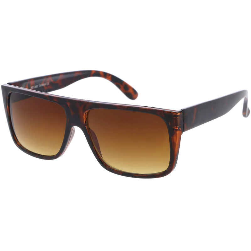 zeroUV Mens Retro Super Flat Top Aviator Square Sunglasses 8685 Sunglasses White Smoke Tortoise Amber