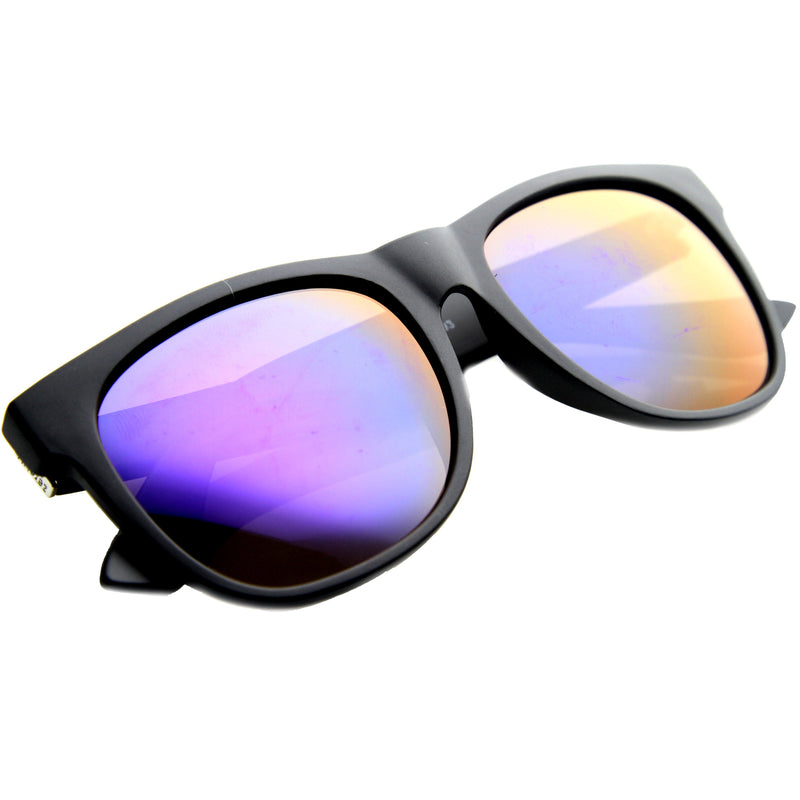 zeroUV Super Retro Hipster Horned Rim Frame Sunglasses 8693 Sunglasses White Smoke Matte Black Smoke,Shiny Black Smoke,Grey Rubber Smoke,Grey Rubber Sun Mirror,Matte Black Purple Mirror