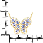 Bids.com 1.86 Carat Genuine Tanzanite and White Zircon .925 Sterling Silver Necklace Necklaces White Smoke