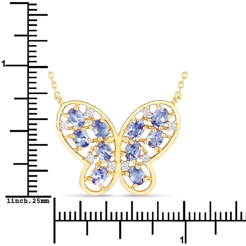 Bids.com 1.86 Carat Genuine Tanzanite and White Zircon .925 Sterling Silver Necklace Necklaces White Smoke