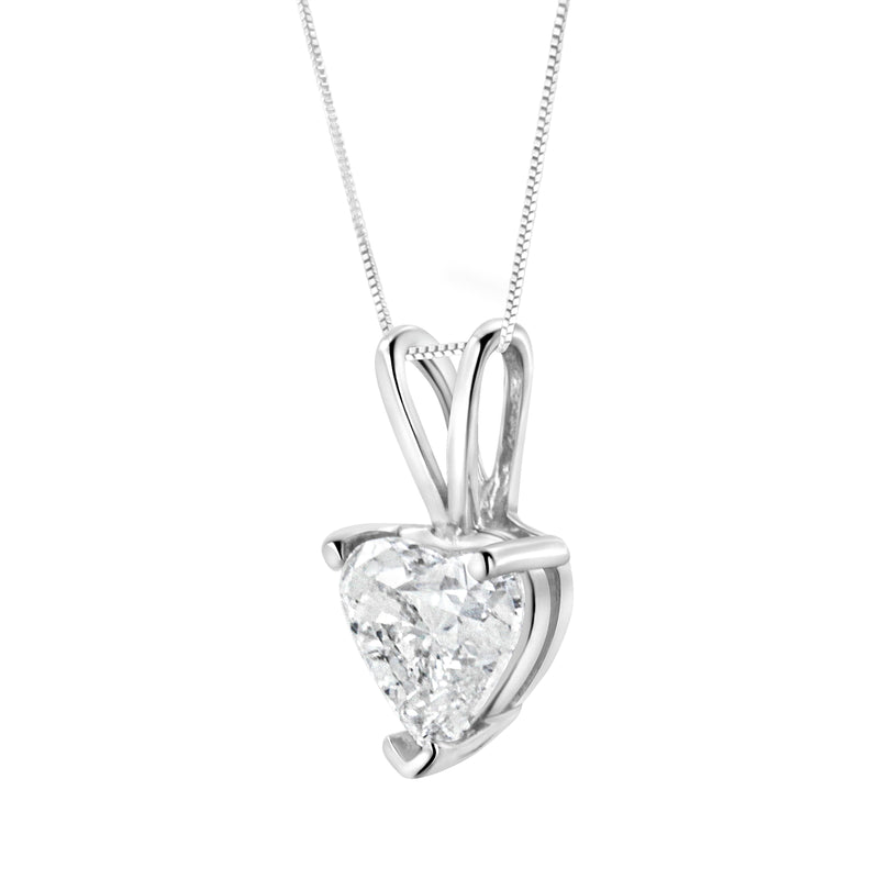 Bids.com 14K White Gold 1/5 Cttw 3-Prong Set Heart Shaped Solitaire Lab Grown Diamond 18" Pendant Necklace (F-G Color, VS2-SI1 Clarity) Necklaces White Smoke White.Gold / 18 / B,White.Gold / 18 / C,White.Gold / 18 / A