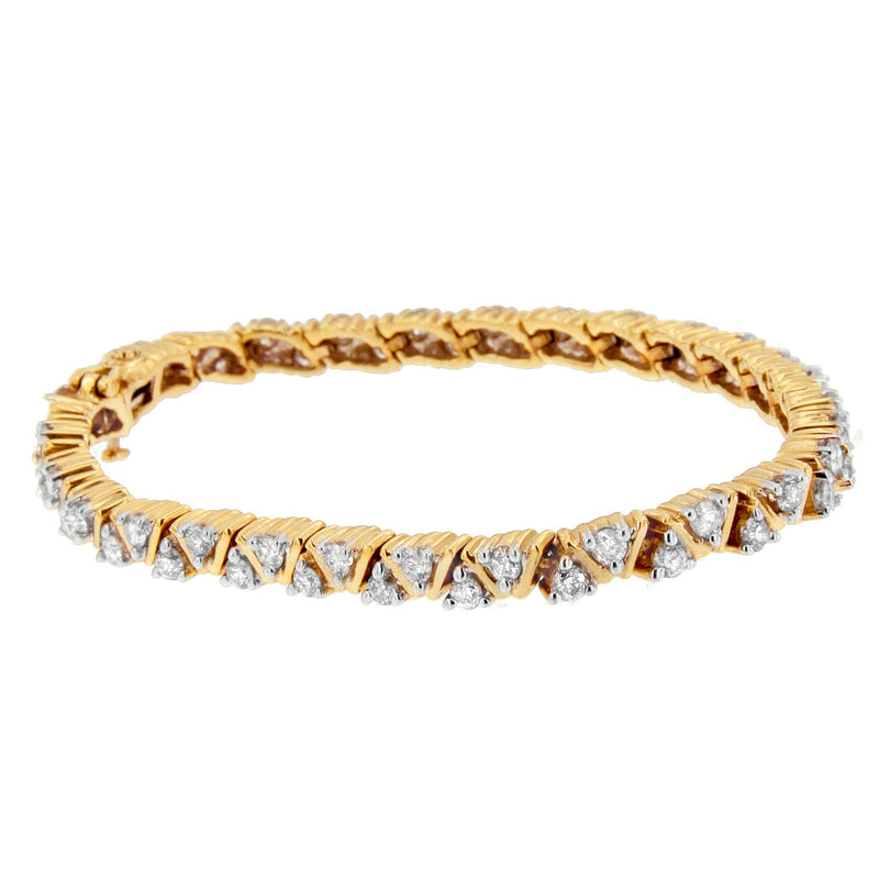 Bids.com 14K Yellow Gold Round-Cut Diamond Bracelet (4.00 cttw, H-I Color, I1-I2 Clarity) Bracelets White Smoke Yellow.Gold / 7