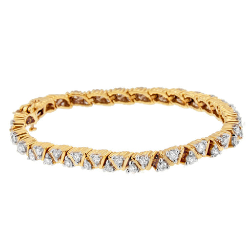 Bids.com 14K Yellow Gold Round-Cut Diamond Bracelet (4.00 cttw, H-I Color, I1-I2 Clarity) Bracelets White Smoke Yellow.Gold / 7