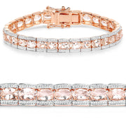 Bids.com 18K Rose Gold Plated 11.60 Carat Genuine Morganite .925 Sterling Silver Bracelet Bracelets White Smoke size 7.50,size 7.00,size 7.25,size 8.00