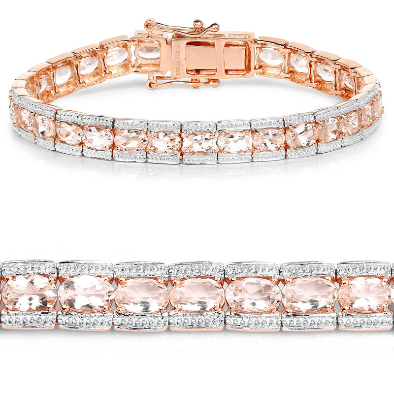 Bids.com 18K Rose Gold Plated 11.60 Carat Genuine Morganite .925 Sterling Silver Bracelet Bracelets White Smoke size 7.50,size 7.00,size 7.25,size 8.00