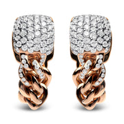 Bids.com 18K Rose Gold 3/4 Cttw Round Diamond Pave Cuban Chain Huggie Earrings (G-H Color, SI1-SI2 Clarity) Earrings White Smoke Rose.Gold / 0.82