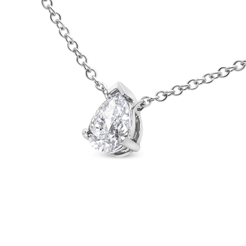 Bids.com AGS Certified 14K White Gold 1/2 Cttw Diamond Pear 18" Pendant Necklace (H-I Color, VS2-SI1 Clarity) Necklaces White Smoke White.Gold / 18