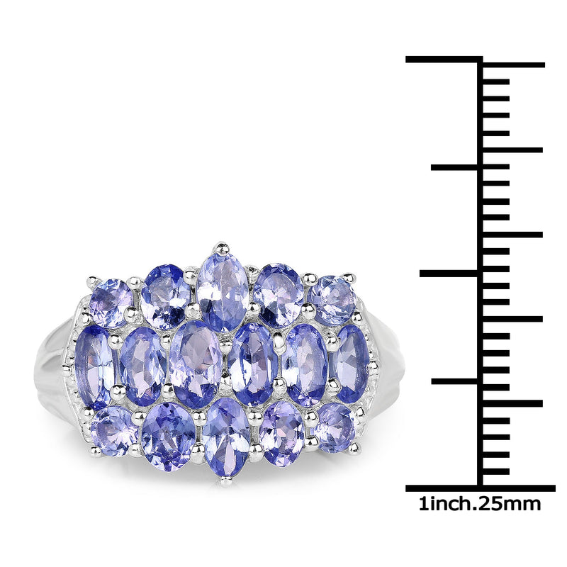 Bids.com 3.08 Carat Genuine Tanzanite .925 Sterling Silver Ring Rings White Smoke size 7.00,size 9.00,size 6.00,size 8.00,size 5.00