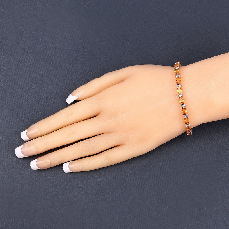 Bids.com 12.33 Carat Genuine Orange Sapphire and White Diamond 14K Yellow Gold Bracelet Bracelets Dark Slate Gray size 7.00